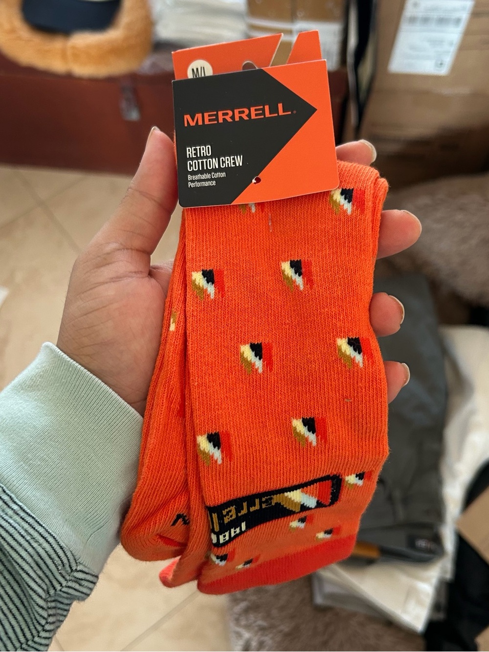 Merrell retro cotton crew socks orange 1 pair V9